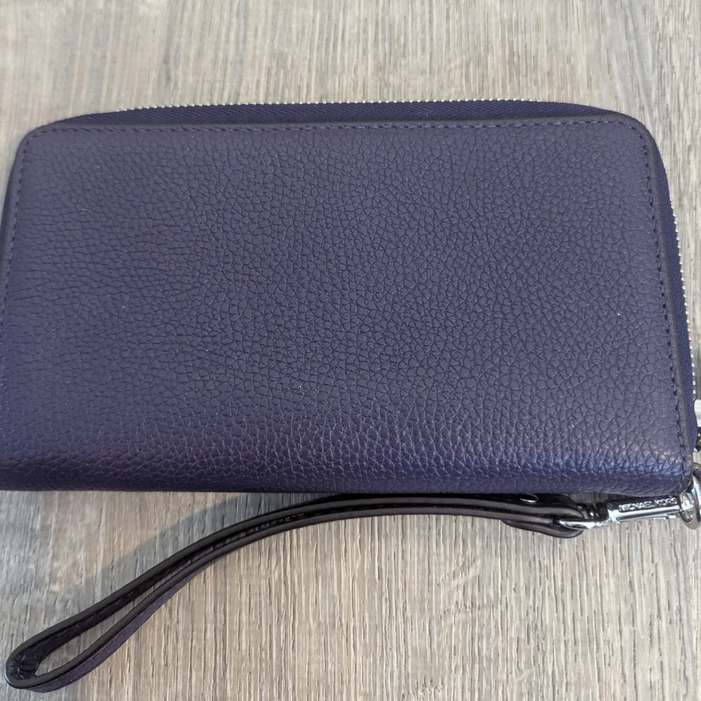 Michael Kors Dark Purple Leather Wallet Wristlet